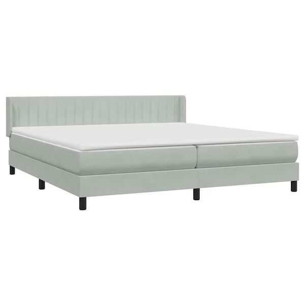 vidaXL Boxspring met matras fluweel lichtgrijs 180x210 cm