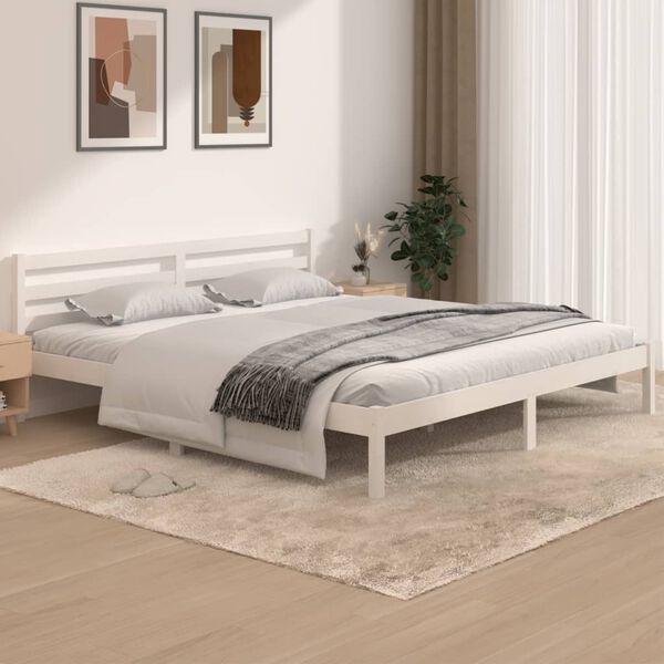 vidaXL Bedframe massief grenenhout 180x200 cm wit