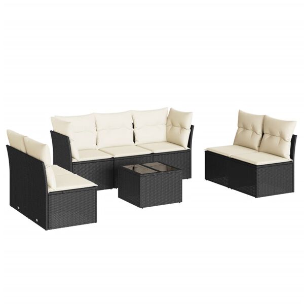 vidaXL 8-delige Loungeset met kussens poly rattan zwart