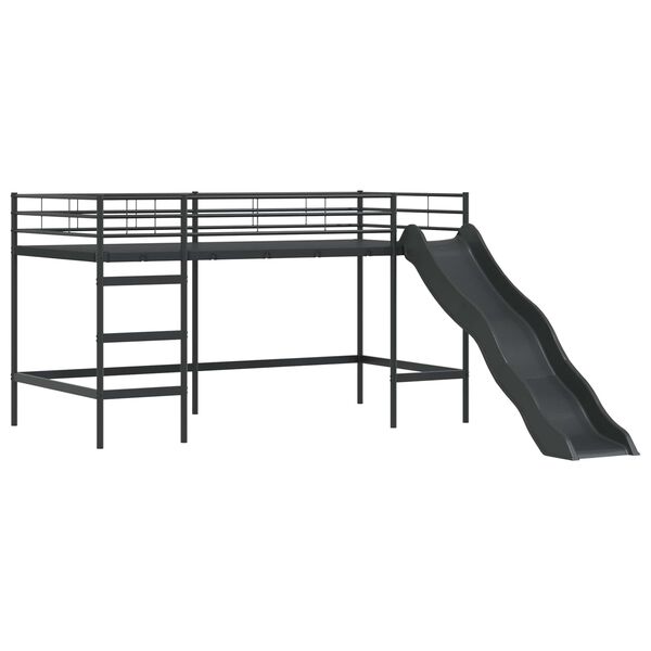 vidaXL Kinder loft bedframe met glijbaan Zwart en Anthraciet