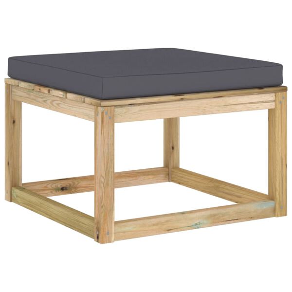 vidaXL Tuinvoetenbank met kussen groen ge&iuml;mpregneerd grenenhout