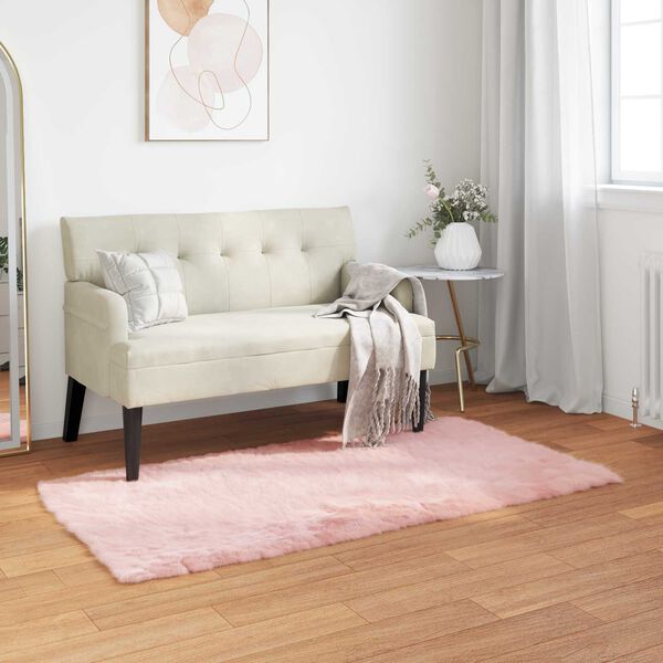 vidaXL Nep Schapenvacht Tapijt Tafalla Roze 60 x 110 cm Polyester