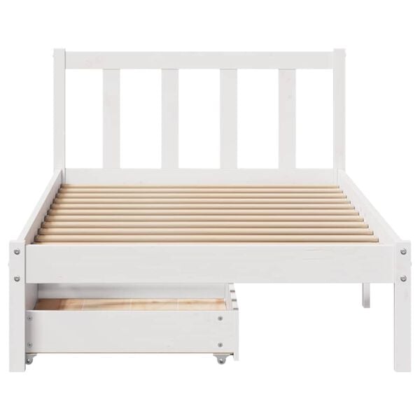 vidaXL Bedframe zonder matras massief grenenhout wit 75x190 cm