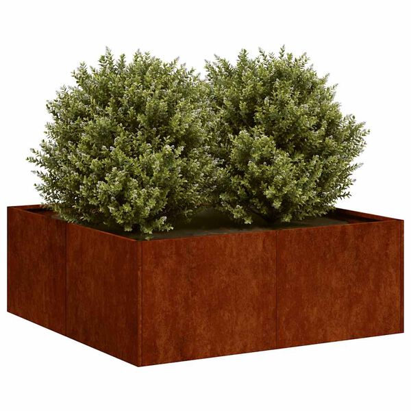 vidaXL Plantenbak roestig 80x80x30 cm weervast staal