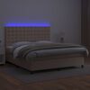 vidaXL Boxspring met matras en LED kunstleer cappuccinokleur 180x200cm