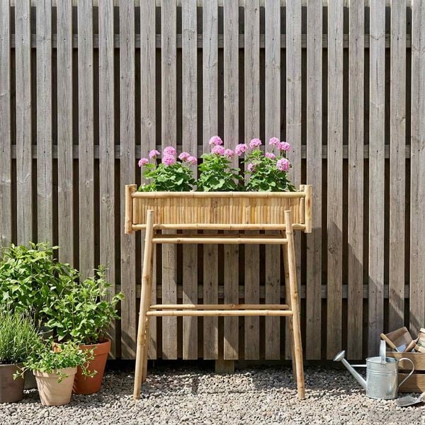 vidaXL Tuinplanter met Houder Naturel 100 x 38 x 114 cm Bamboe