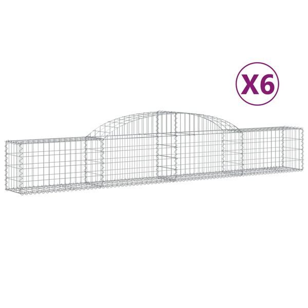 vidaXL Schanskorven 6 st gewelfd 300x30x40/60 cm gegalvaniseerd ijzer