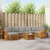 vidaXL Sofa-Sets 8 pcs Natuurlijk en Lichtgrijs Massief Acaciahout