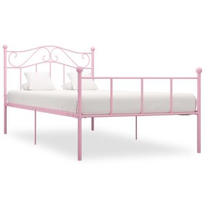 vidaXL Bedframe metaal roze 90x200 cm