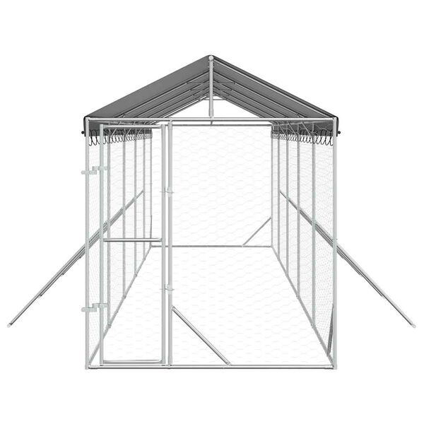 vidaXL Hondenkennel met dak 2x10x2,5 m gegalvaniseerd staal zilver