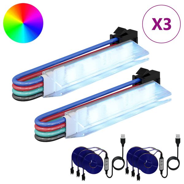 vidaXL LED-strip 2 pcs Zwart en Multikleur 1745 mm Koper en kunststof