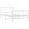 vidaXL Bedframe met hoofd- en voeteneinde metaal wit 107x203 cm