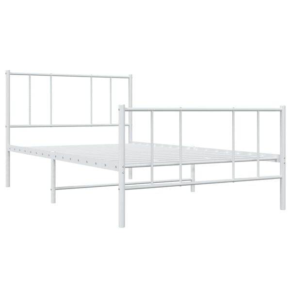 vidaXL Bedframe met hoofd- en voeteneinde metaal wit 107x203 cm