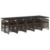 vidaXL 11-delige Tuinset met kussens poly rattan bruin