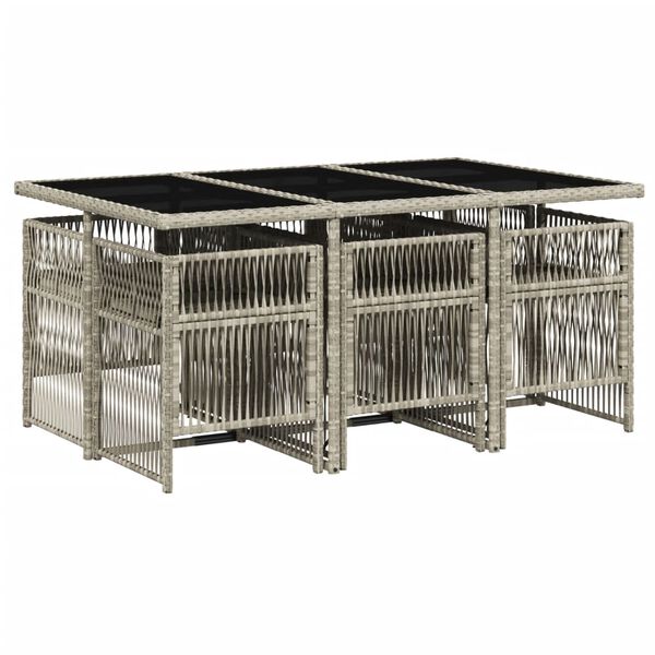 vidaXL 7-delige Tuinset met kussens poly rattan grijs