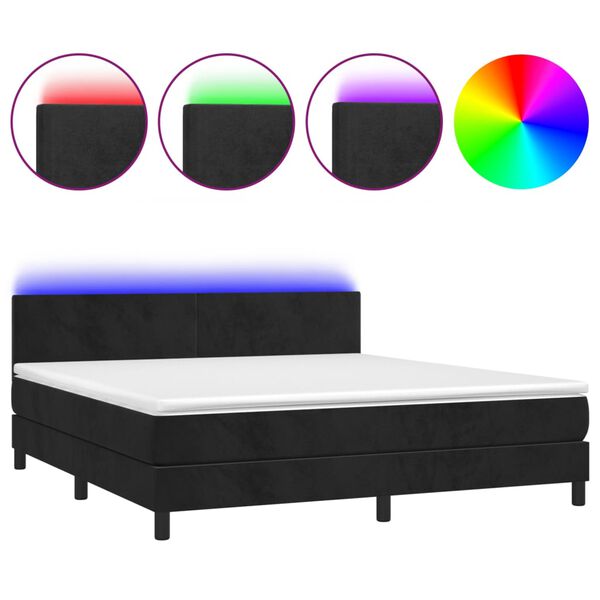 vidaXL Boxspring met matras en LED fluweel zwart 160x200 cm