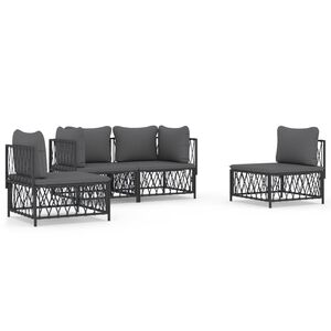 vidaXL 4-delige Loungeset met kussens staal antracietkleurig