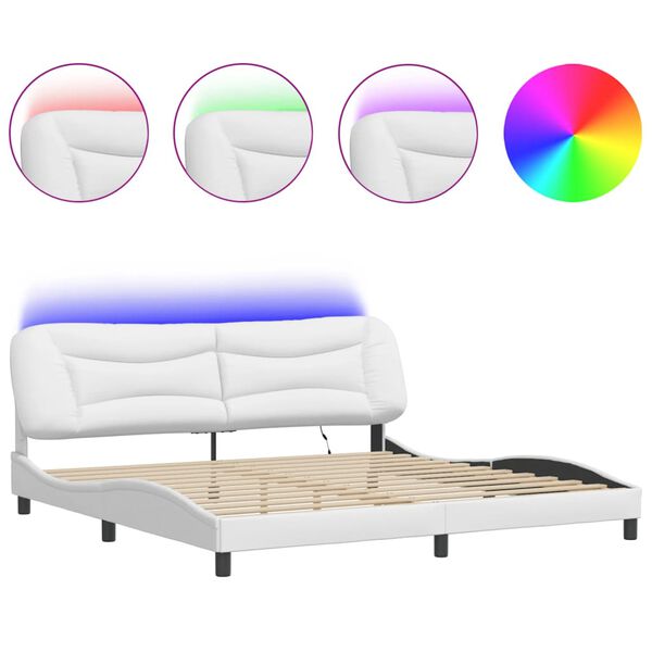 vidaXL Bedframe met LED zonder matras "Hvar" wit 200x200 cm