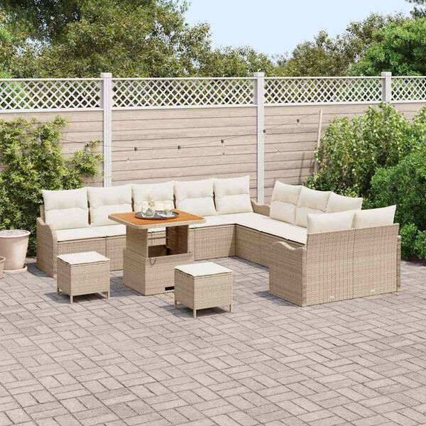vidaXL Tuin Sofa Set met kussen met opslag 13 pcs Beige en Cr&egrave;me