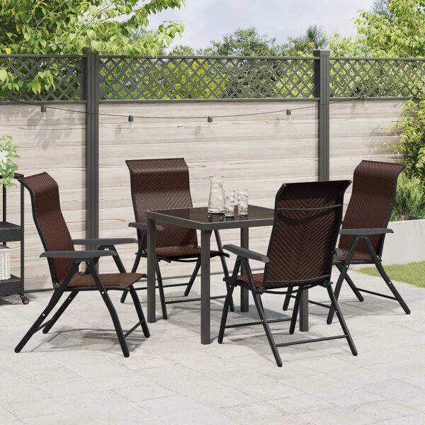 vidaXL Tuin Eetset 5 pcs Bruin Poly riet