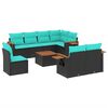 vidaXL 9-delige Loungeset met kussens poly rattan zwart