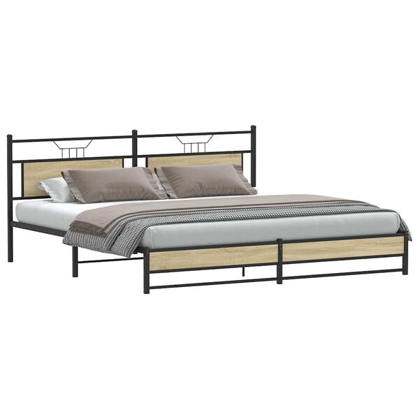 vidaXL Bedframe zonder matras metaal sonoma eikenkleur 200x200 cm