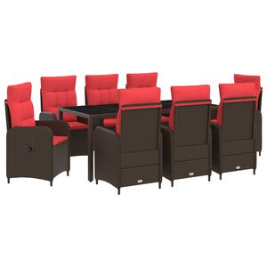 vidaXL Buiten eettafelset 9 st poly rattan