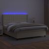 vidaXL Boxspring met matras en LED kunstleer cr&egrave;mekleurig 180x200 cm