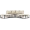 vidaXL 5-delige Loungeset met kussens poly rattan antracietkleurig