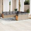 vidaXL 11-delige Tuinset met kussens poly rattan beige