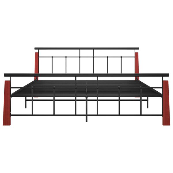vidaXL Bedframe metaal en massief eikenhout 180x200 cm