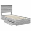 vidaXL Opslag bed met hoofdeinde Grijs Sonoma 90 x 200 cm Bewerkt hout