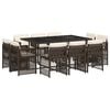 vidaXL 11-delige Tuinset met kussens poly rattan bruin