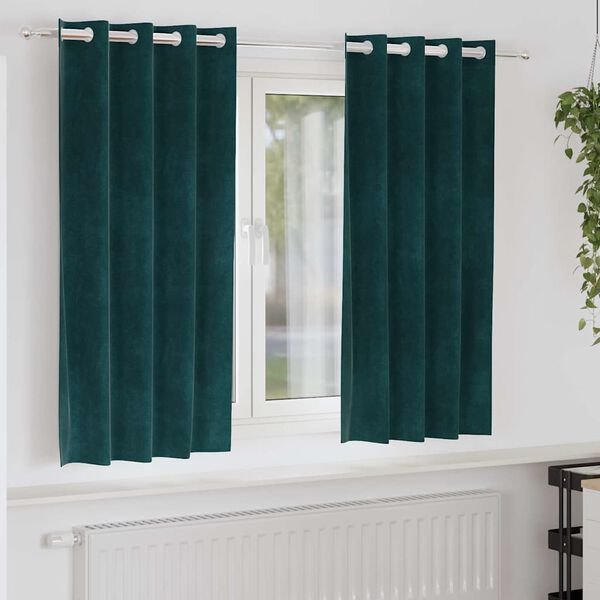 vidaXL Verduisterende gordijnen 2 pcs Donkergroen 140 x 175 cm Fluweel