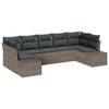 vidaXL Tuin Sofa Set met kussen 7 pcs Grijs poly rattan