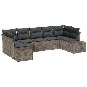 vidaXL Tuin Sofa Set met kussen 7 pcs Grijs poly rattan