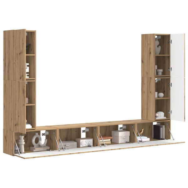 vidaXL Tv-meubelset 8 pcs Artisan Eiken Bewerkt hout