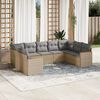 vidaXL 9-delige Loungeset met kussens poly rattan beige