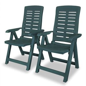 vidaXL Opklapbare ligstoelen, 2 stuks, groen plastic.