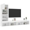 vidaXL 4-delige Tv-wandmeubelset met LED-verlichting bewerkt hout wit