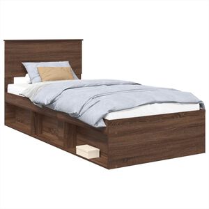 vidaXL Bedframe met hoofdeinde Bruin Eiken 100 x 200 cm Bewerkt hout