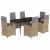 vidaXL 7-delige Tuinset met kussens poly rattan beige