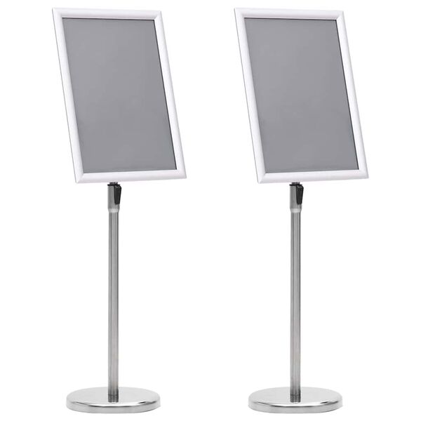 vidaXL Posterstandaards 2 pcs Zilver 45 x 33 x 88 cm Aluminiumlegering