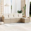 vidaXL 5-delige Loungeset met kussens poly rattan beige