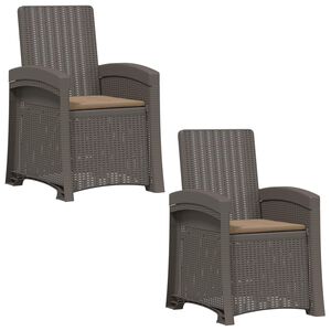 vidaXL Ligstoel in rietenlook 2 st Lichtgrijs en Taupe PP