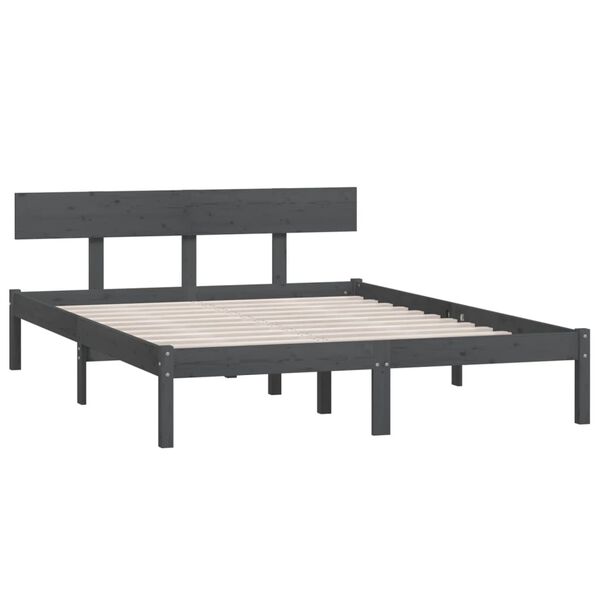 vidaXL Bedframe massief hout grijs 120x190 cm