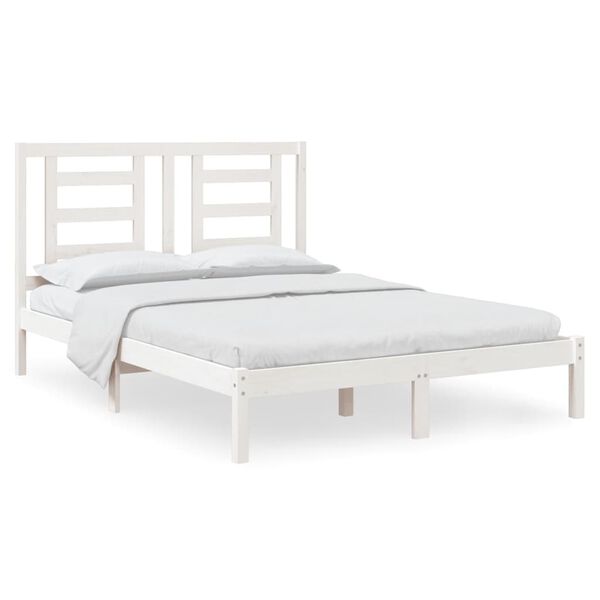 vidaXL Bedframe zonder matras massief grenenhout wit 150x200 cm
