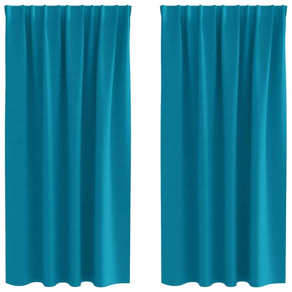 vidaXL Zwart-out Gordijnen met Ringen 2 pcs Turquoise 175 x 140 cm