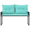 vidaXL Tuinbank Zwart en Turquoise 118 x 55 x 82 cm PE rattan en stof
