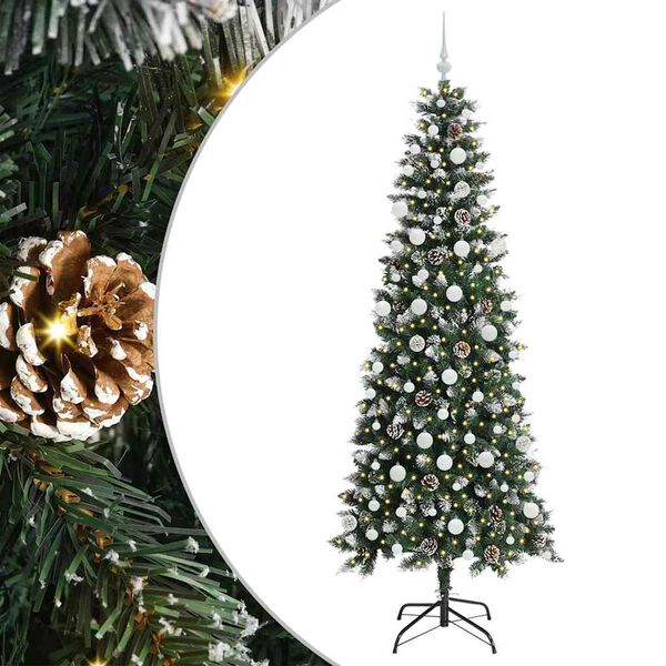 vidaXL Kunstkerstboom met 300 LED Groen 210 cm PVC en Plastic en Staal